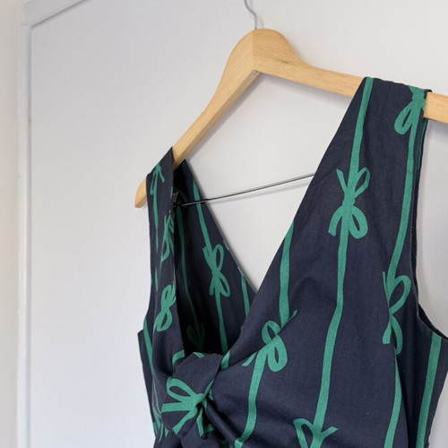 Smile Backless Dress Like New, Cotton, Blue and Green, Size S