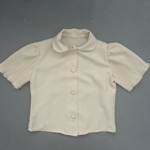 Vintage kids blouse used with pleated sleeves, beige