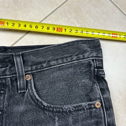 Levi's 501 Premium Black Cutoff Denim Shorts used, high rise, distressed