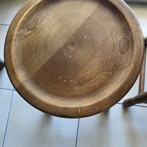 Wooden stools used, set of 2, low with wear