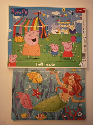 Παιδικά παζλ μεταχειρισμένα, 6 τεμάχια με Πέππα, Γοργόνα και Μίκυ-Μίννι