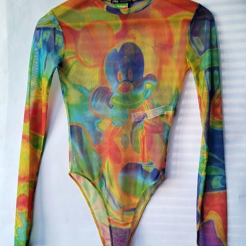 Zara x Disney Trippy Liquid Mesh Bodysuit Size S like new