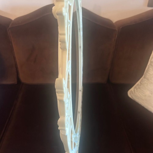 Vintage oval ornate white mirror frame like new