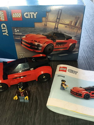 Lego City Red Sports Car used with box and manual 60448