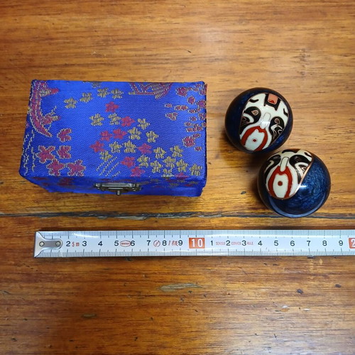 Chinese musical balls used with mask design, blue, with box