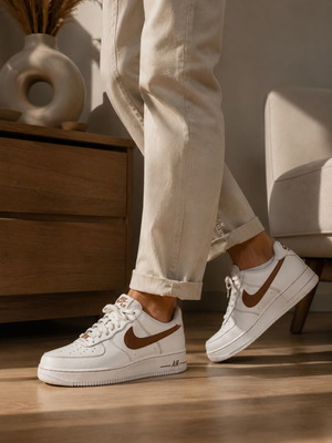 Nike Air Force 1 '07 LV8 Ivory Saddle Brown Size 46 New