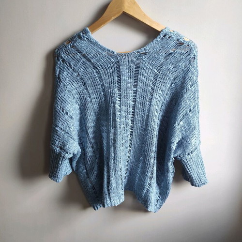 Knitted spiderweb blouse like new, medium blue
