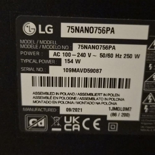 LG NanoCell 75" 4K Smart TV model 75NANO756PA