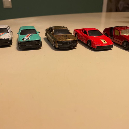 Toy car miniatures used, pack of 5, BMW Mercedes Ferrari Porsche 1985