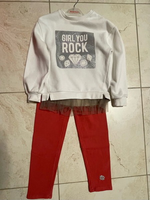 Girls' sweatshirt and pants set used, size 128 cm