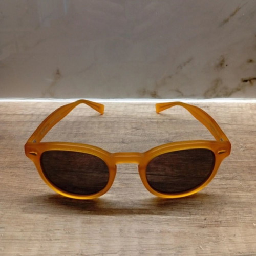 El Greco handmade sunglasses used, yellow frame with black gray lenses