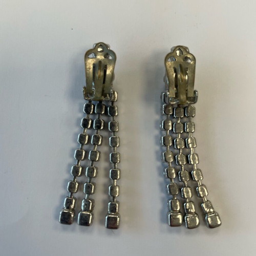 Vintage evening earrings with Swarovski crystals like new, silver