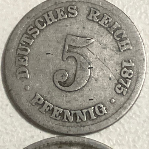 Lot of 7 German coins used from 1875 to 1906