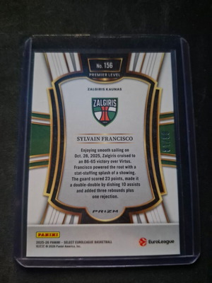 2025-26 Panini Select EuroLeague Purple Prizm #156 Sylvain Francisco card like new