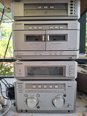 Sony MHC-NX1 compact sound system used with radio amplifier and CD player
