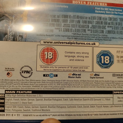 Born on the Fourth of July Blu-Ray with English subtitles