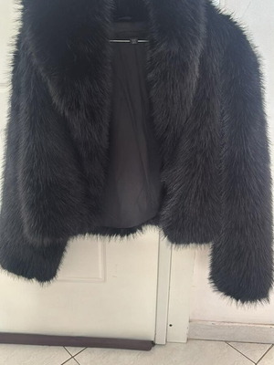 Zara black fur coat new, size S