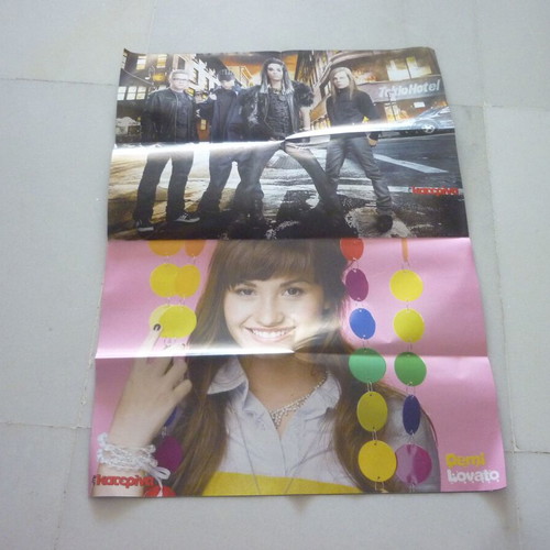 One Direction Tokio Hotel Demi Lovato double collectible poster used