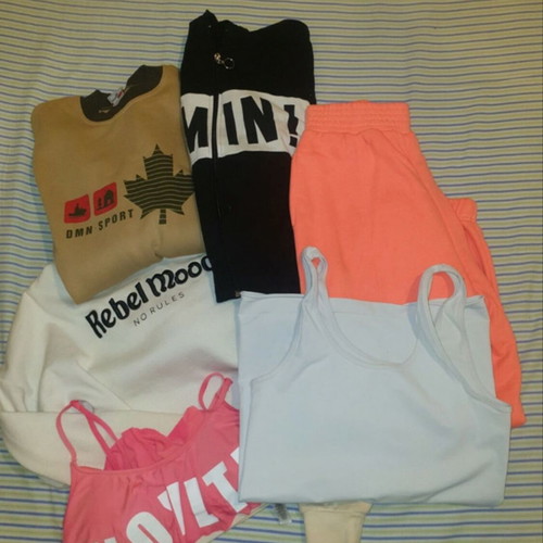 Clothing bundle used, women's and unisex, various sizes S, M, colorful