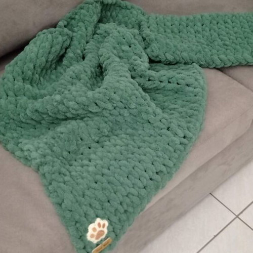 Handmade pet set with Alize Puffy yarn, hypoallergenic, green