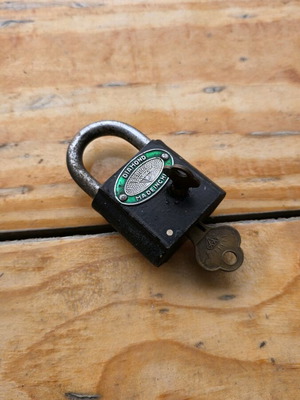 Padlock with double locking system used, from 1970-1980