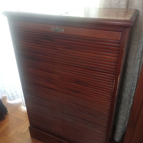 Filing Cabinet with Vertical Roll Door used, solid wood, marble top