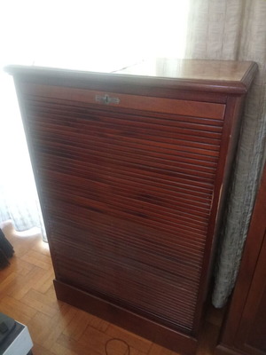 Filing Cabinet with Vertical Roll Door used, solid wood, marble top