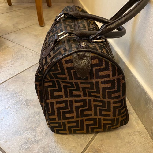 Large shoulder bag used, brown and black