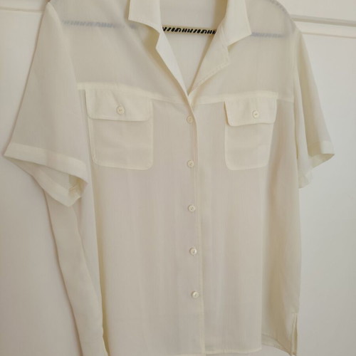 Donna silk semi-transparent cream shirt XL