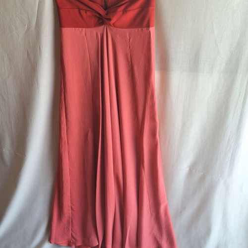 Aqua Colorblock Strapless Maxi Dress Coral Red Size S like new