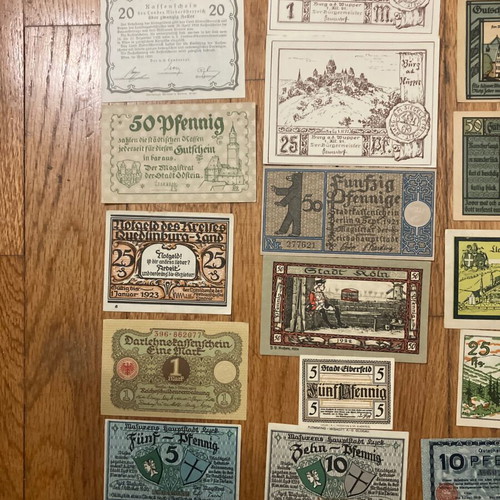 Lot of 44 German Notgeld banknotes 1919-1923 new