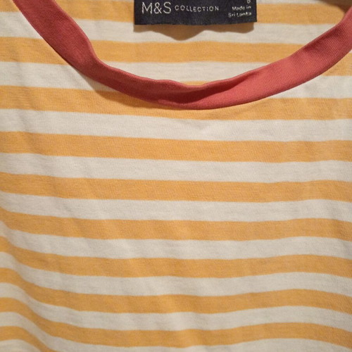 M&S Collection striped oversized T-shirt 100% cotton new
