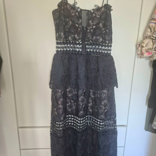 Lynne dress like new, blue, size 40 with lace and transparency