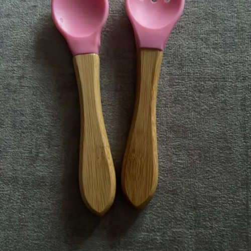 Food set spoon and fork with bamboo handle new