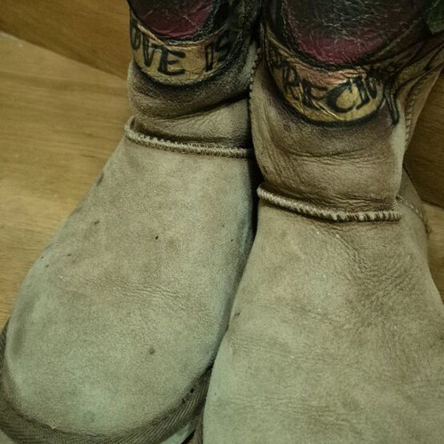 Suede boots used beige-brown with fur lining size 37-38