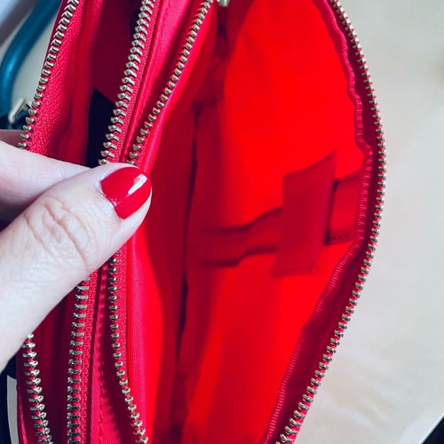 Tommy Hilfiger crossbody bag, red with blue leather strap