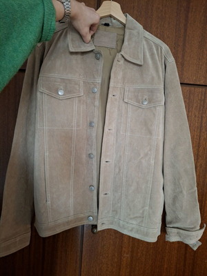 Jacket δερμάτινο μπεζ σαν καινούργιο, ολόδερμα μέγεθος M