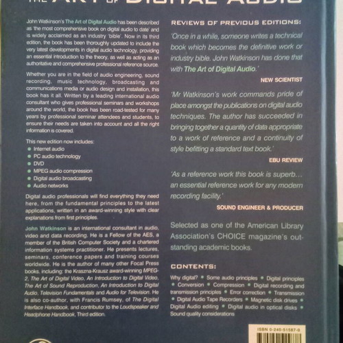 The Art of Digital Audio 3rd edition, J. Watkinson like new