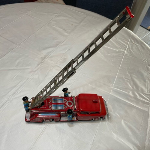 Fire truck old tin toy used Chinese made