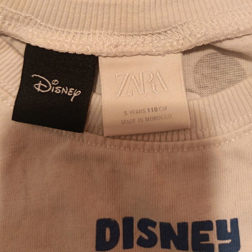 Zara Kids Disney Mickey Mouse T-shirt like new, white, size 110 cm