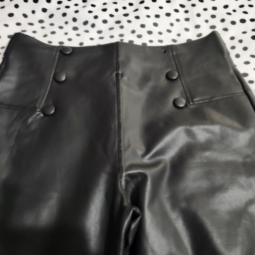 Leatherette pants slim and wide used like new, size XXL-3XL, black