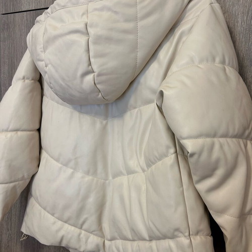 Pull & Bear beige leather women's jacket used with hood