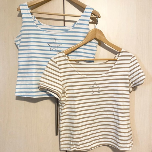 Striped blouse set Marks & Spencer like new, white and turquoise