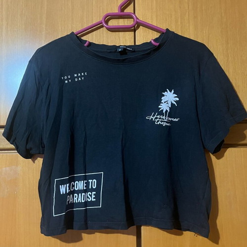 Tally Weijl black crop t-shirt like new, size M