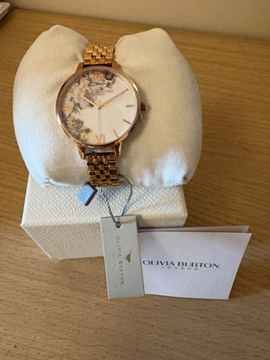 Olivia Burton Rose Gold Watch New With Lilac Pink Flower Details