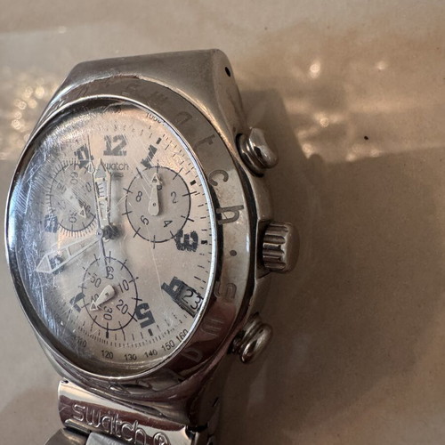 Swatch Irony Chrono Cadmos White watch used, stainless steel, unisex