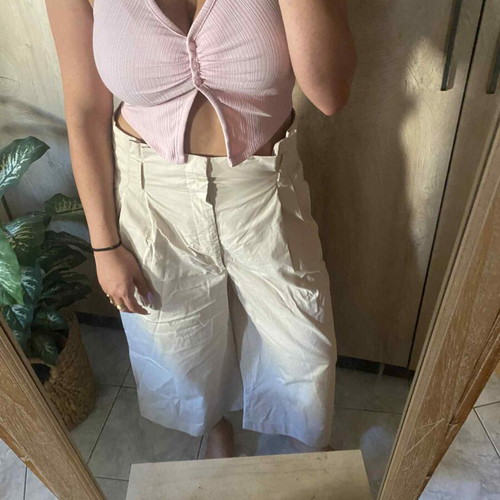 Zara high-waisted 3/4 pants large like new, beige