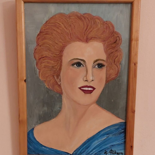 Oil painting on canvas vintage 20th century portrait by A. Fikeri like new