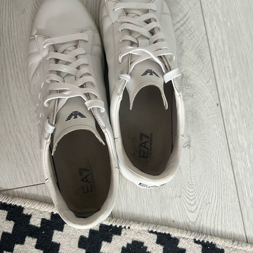 Emporio Armani EA7 men's white leather shoes used, size 46