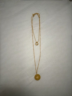 Double necklace made of gold stainless steel new